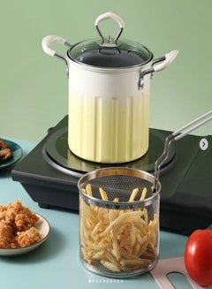 Buy Fried Pot Deep Fryer Pot with Strainer Basket Cooking Tools Frying Pan for Outdoor Party Kitchen Restaurant in UAE