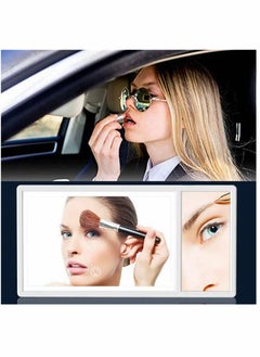 Buy Car Vanity Mirror with LED Lights 5x MAGNIFIED Sun Visor Makeup Mirror Dimming Touch Sensor Cosmetic Mirror Portable Travel Car Interior Built-in Lithium Battery Rear View Mirror (White) in Saudi Arabia