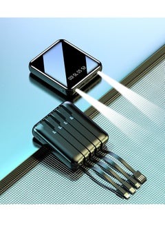 Buy Mirror digital display power bank with charging cable 10000mAh large capacity fast charging mini portable power bank (black) in Saudi Arabia