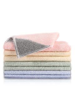 اشتري 8 Pack 7.9"X9.8" Bamboo Fiber Cleaning Cloths, Kitchen Dish Cloths, Reusable and Absorbent Dish Cloths, Nonstick Oil Washable Dish Rags, Suitable for Kitchen Bathroom and Cleaning Counters في الامارات