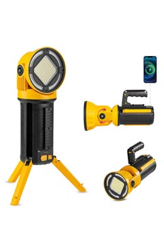 Buy Rechargeable Work Light, 10000LM Super Bright Led Flood Light with Detachable Handle & Foldable Stand, IPX5 Portable Waterproof Flashlight for Garage Car Repairing Camping Emergencies in Saudi Arabia