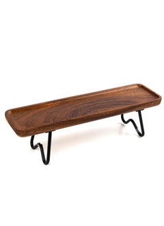 Buy Luxurious wooden rectangular serving dish with black base in Saudi Arabia