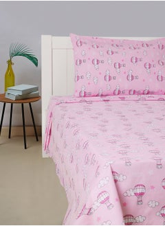 اشتري 2-Piece Printed 180 TC Cotton Bedsheet Set Single Size Premium Collection (1 Bedsheet + 1 Pillow Case) Pastel Pink في الامارات