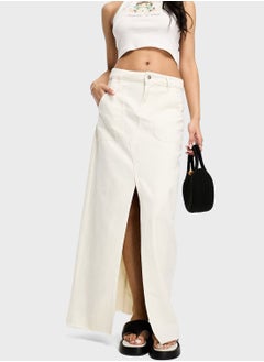 Buy Pocket Detail Front Slit Skirt in Saudi Arabia