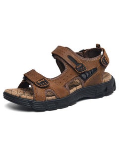 Buy Men's Outdoor Casual Beach Open Toe Leather Sandals Plus Size Independent Station Wading Shoes in Saudi Arabia