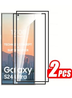 اشتري مجموعة مكونة من قطعتين من واقي شاشة Samsung S24 Ultra، واقي شاشة من الزجاج المقوى لهاتف Samsung Galaxy S24 Ultra مقاس 6.7 بوصات أسود/شفاف في الامارات