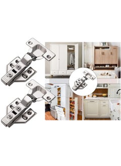 Buy Pack Of 2 Steel Concealed Hinges Butterfly Plate 35Mm Half Bend For Cupboard Cabinet Wardrobe Doors in UAE