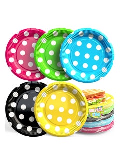 اشتري 100 Piece Disposable Paper Plates(7 Inch) Colored Party Plates Wedding Tableware Bulk Plate Packs Dessert Plate Set Appetizer Dishware Festive Disposable Plates For Dessert Cake Appetizer Salad في السعودية