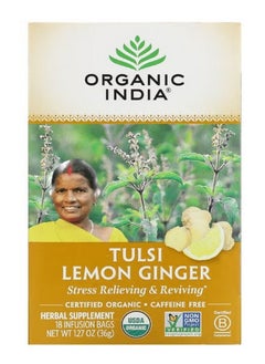 اشتري Tulsi Tea Lemon Ginger Caffeine Free 18 Infusion Bags 1.27 oz 36 g في الامارات