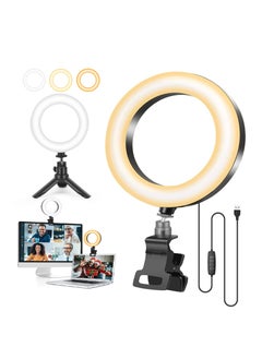 اشتري LED Ring Light with Tripod Stand & Phone Holder for Live Streaming & YouTube Video, Dimmable Desk Makeup Ring Light for Photography, Shooting with 3 Light Modes & 10 Brightness Level (5 inch) في الامارات