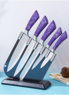 اشتري 6 Piece Premium Stainless Steel Hollow Handle Knife Set with Elegant Acrylic Knife Holder – Essential Culinary Tools for Precision Cutting and Stylish Kitchen Display في الامارات