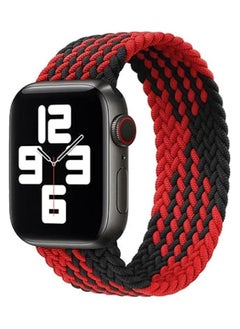 Buy Apple Watch Band 42mm/44mm/45mm Strap, Braided Solo Loop Replacement Band Wristband for Watch Ultra/Ultra 2, Series 9/8/7/6/SE/5/4/3/2/1 (42mm/44mm/45mm-small black and red) in Egypt