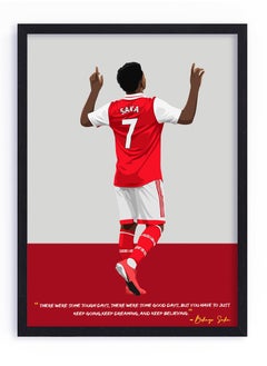 Buy Bukayo Saka Arsenal Football Gift Illustration Art Poster with Frame 50x40cm in UAE