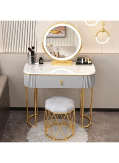 اشتري Dressing Table with LED Lighted Mirror, Dressing Table Set with Padded Stool, Dressing Table for Girls Bedroom, Dressing Table في الامارات