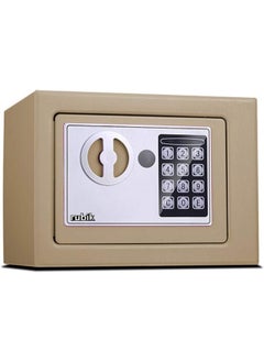 اشتري Rubik Mini Electronic Digital Security Safe Deposit Box With Electronic Keypad Lock and Physical Key For Home Office Hotel Jewelry Passport Watches Cash Storage (Beige) في الامارات