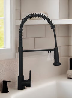 Buy Faucet 360° Rotatable Kitchen Mixer Taps Kitchen Faucet with 2 Spray Types Extendable Spiral Spring Faucet Kitchen Sink Faucet Dishwasher Rotatable Black in Saudi Arabia