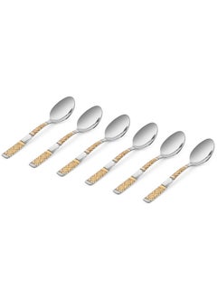 اشتري Lunox 6-Piece Tea Spoon Set, Silver & Gold - 13 cm في الامارات