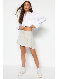 Buy Beige Visible Pocket Bag Woven Shorts Skirt TWOSS23SR00324 in Egypt