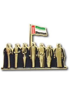 Buy Metal UAE National Day Logo emblem Badge brooch pin With Round Magnet at the back - GOLD Pack of 5Pcs in UAE