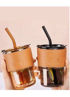 Buy 2-Piece Glass Bamboo Cup Set with Straw and Small Drainage Opening – Trendy Internet Celebrity Design, Perfect Summer Gift Water Cups for Women, Ideal Souvenir in UAE