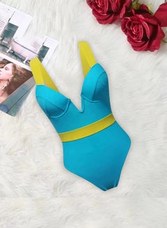 Buy Swimsuit Women Push Up Bra Neon Bandage Swimwear Bathing Suit Swimming Suit Blue in UAE