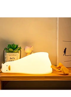 Buy Lying Flat Duck Cute Night Light for Kids, Premium Silicone Nursery Nightlight, Touch Control, Type-C Rechargeable, Duck Lamp in Saudi Arabia