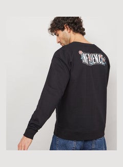 Buy Back Graphic Print Boxy Fit Sweatshirt with Kangaroo Pocket in Saudi Arabia
