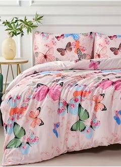 Buy King size 6-piece duvet cover set featuring a charming pink butterfly design. in UAE