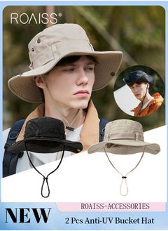 Buy 2 Pcs Anti-UV Bucket Hat, UPF50+ Sun Protection Outdoor Sports Climbing Beach Sun Cap, Breathable Sun Protection Suitable for Hiking Camping Safari in UAE