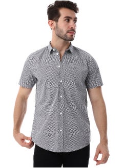 Buy Grey & White Self Pattern Short Sleeves Shirt in Egypt