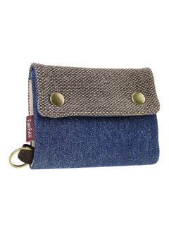 Buy Unisex 3 Fold Canvas Wallets, Credit Card Wallet Zipper Card Bag, Button Closure Change Coin Purse Folding Short Wallet with Key Ring, Keychain Wallet for Women and Mens in Saudi Arabia