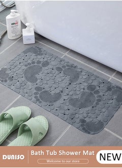 Buy Feet Pattern Anti Slip Bathroom Mat Shower Mat Waterproof Mat Foot Massage Mat With Drain Holes And Suction Cups 34*64cm Bath Mat For Tub, Toilet And Bathroom Floors-Grey in UAE