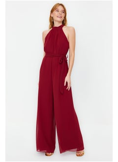 Buy Burgundy Maxi Chiffon Woven Jumpsuit TWOSS23TU00093 in Egypt