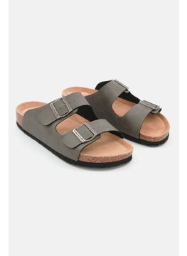 Buy Men Plain Slip On Cork Sandals, Grey in UAE