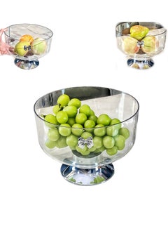 Buy Light Luxury Tall Fruit Plate - Luxury Tall Fruit Plate, for Table Centerpiece Footed Fruit Bowl, White Transparent Fruit Basket Fresh Kitchen Counter Organizer in Saudi Arabia