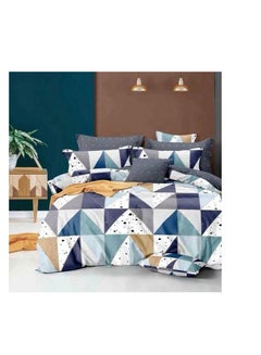 Buy Single Size Comforter 4pcs set 160x210cm , fitted sheets size (120x200)+30cm Cotton and polyester Modern Geometric Triangle Pattern Soft in UAE