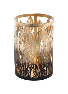 Buy Palmed Candle Holder, Grey & Gold - 12x17 cm in UAE