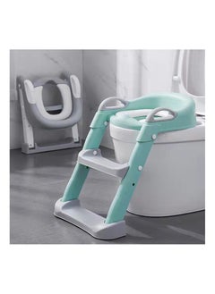 اشتري Height adjustable potty training toilet seat with steps for boys and girls infant toddler child toilet training seat with handle, padded seat, non-slip wide steps في الامارات