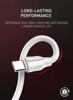 اشتري Type C Cable 2.4A Fast Charging Cord Braided USB Type C Charger Compatible for Huawei P30 P20 Samsung S21 S20 Note 20  2meter White في الامارات
