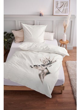 Buy Single Premium Cotton Duvet Set 135 x 200 cm, Off White Combo in UAE