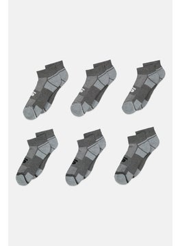 Buy Men 6 Pair Ankle Length Textured Socks, Grey Combo in UAE