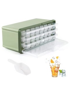 اشتري 3pcs Ice Cube Trays for Freezer with Lid, Easy Pour Ice Cube Molds with Ice Bucket and Ice Scoop, 2cm Clear Ice Maker, Popsicle Molds في السعودية