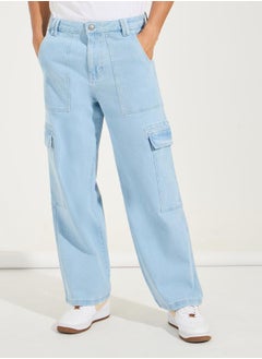 Buy Wide Leg Panelled Cargo Jeans in Saudi Arabia