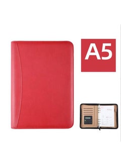 اشتري Binder Folder Meeting Folder Portfolio Organizer With Calculator Notepad Pen File Bag A5 Size Red في السعودية