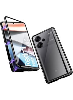 Buy Case Compatible with Redmi Note 13 Pro Plus 5G, Magnetic Body Metal Frame Thin Double Sided Clear Tempered Glass Shockproof with Camera Protection Cover in Saudi Arabia