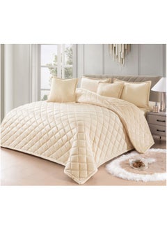 Buy Single winter quilt set, two sides system, velvet face and soft fur face, 4 pieces, light fixed filling, quilt size 160 x 210 cm in Saudi Arabia