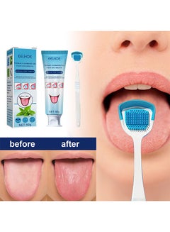 Buy Tongue Cleaning Gel Set, Tongue Cleaner Gel With Tongue Brush, Tongue Scraper Scrubber For Adults With Cleaning Gel, Easy To Use For Adults Kids in Saudi Arabia