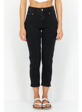 اشتري Women Straight Fit Plain Stretchable Denim Jeans, Black في الامارات