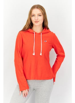 Buy Women Sportswear Fit Hooded Long Sleeve Sweatshirt, Red in Saudi Arabia