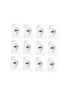 Buy 12 pcs Heavy Duty Wall Hooks Self Adhesive Hook Strong Nail Transparent Screw Holder Self Sticking Wall Hooks for Bathroom Kitchen Wall Hanging Ceiling Screw Net Length 8m in Egypt